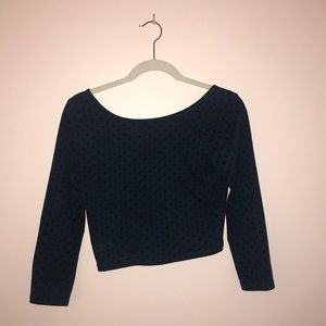f21 green & black polka dot crop top